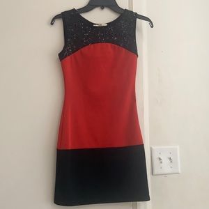 Color block mini with sequins